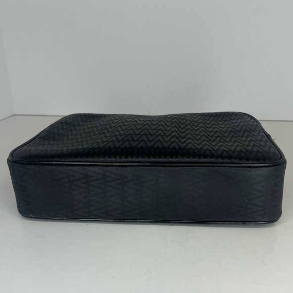 MARIO VALENTINO Black Leather V Logo Clutch/Cosmetic/Toiletry/Travel PVC Bag - Picture 5 of 11